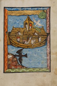 Noemova archa, 1480-90 (tempera a zlatý list na pergamenu) od English School